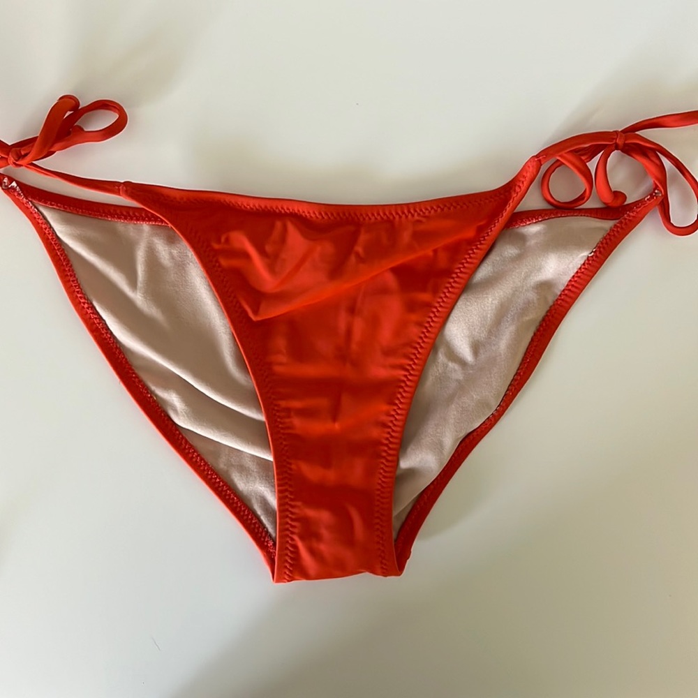 Large Burnt Orange Cheeky Tie Bikini Bottoms